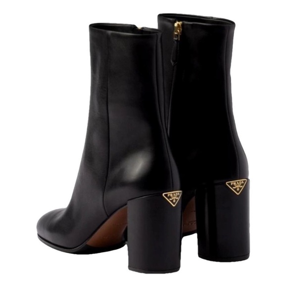 PRADA Triangle logo leather ankle booties - Picture 1 of 5